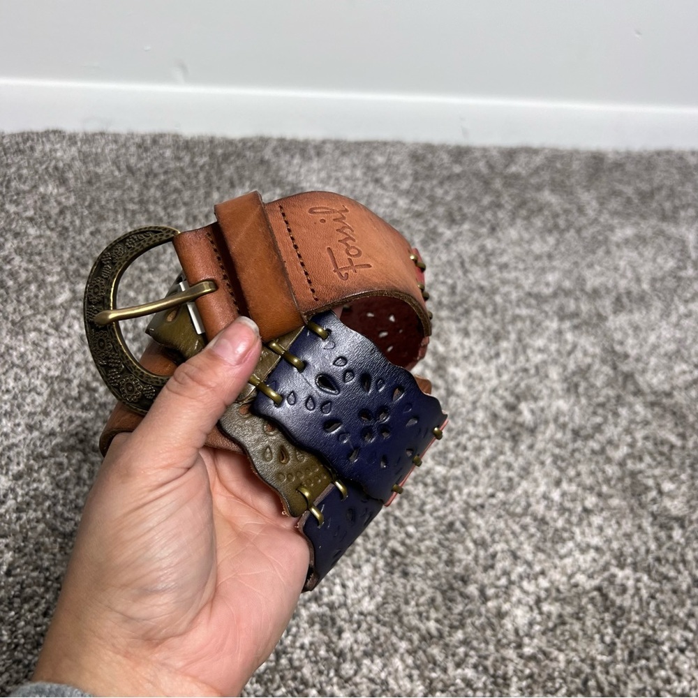 Fossil Color Block Leather Belt M
